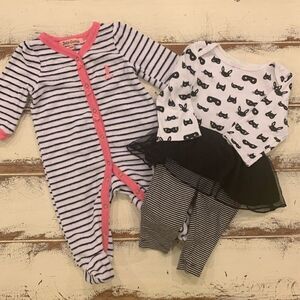 Girl long sleeve three month bundle includes one pajama one Halloween outfit